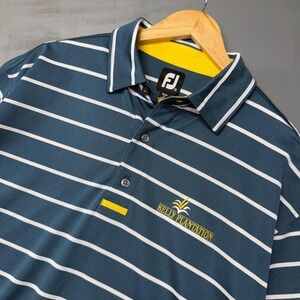 FootJoy Men's Striped Blue White Yellow Short‎ Sleeve Golf Polo Shirt XL